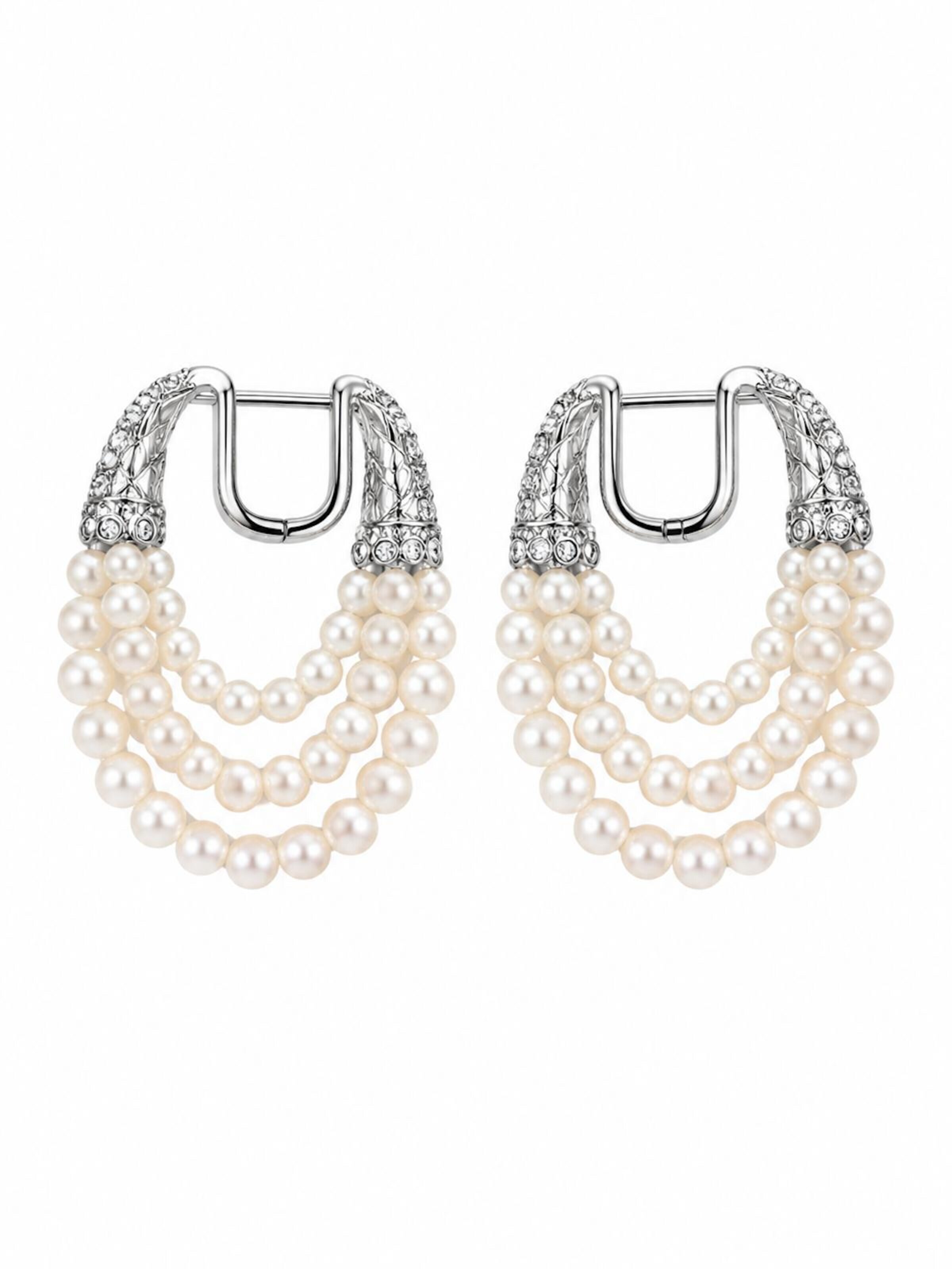 LanLivia Ohrringe 'Cascade'‌‌‌‌ in One Size in silber / perlweiß, Produktansicht