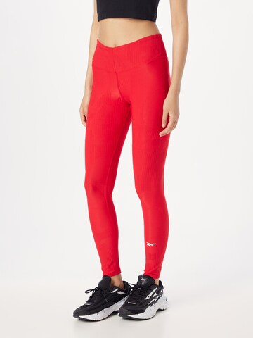 Reebok - Skinny Calças de desporto em vermelho: frente