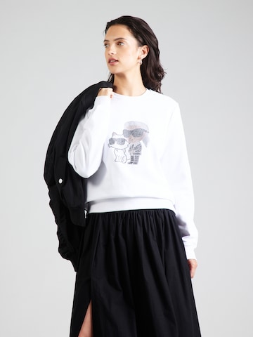 Sweat-shirt 'IKON' Karl Lagerfeld en blanc : devant