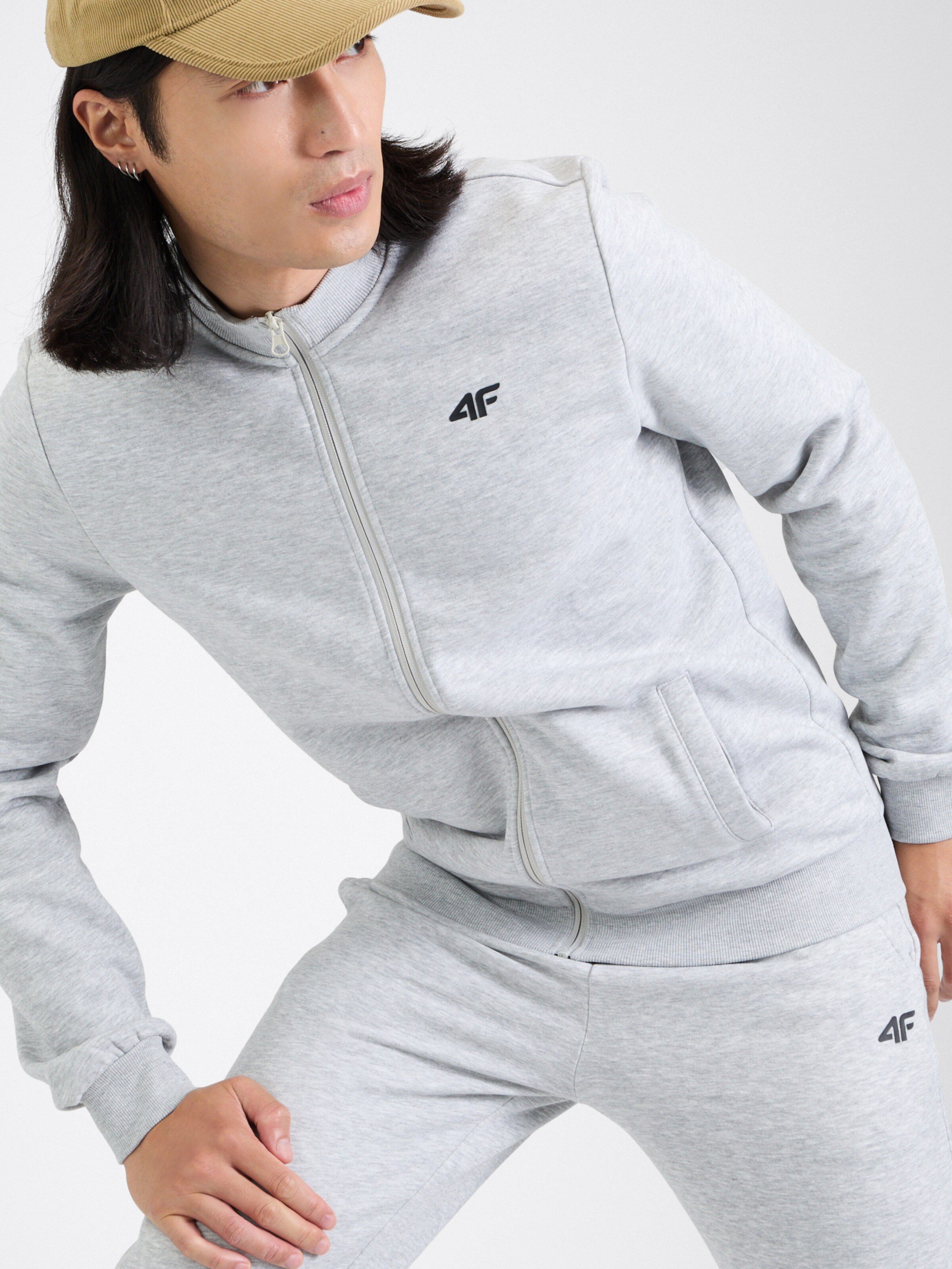 4F Sports sweat jacket in Light Grey ABOUT YOU
