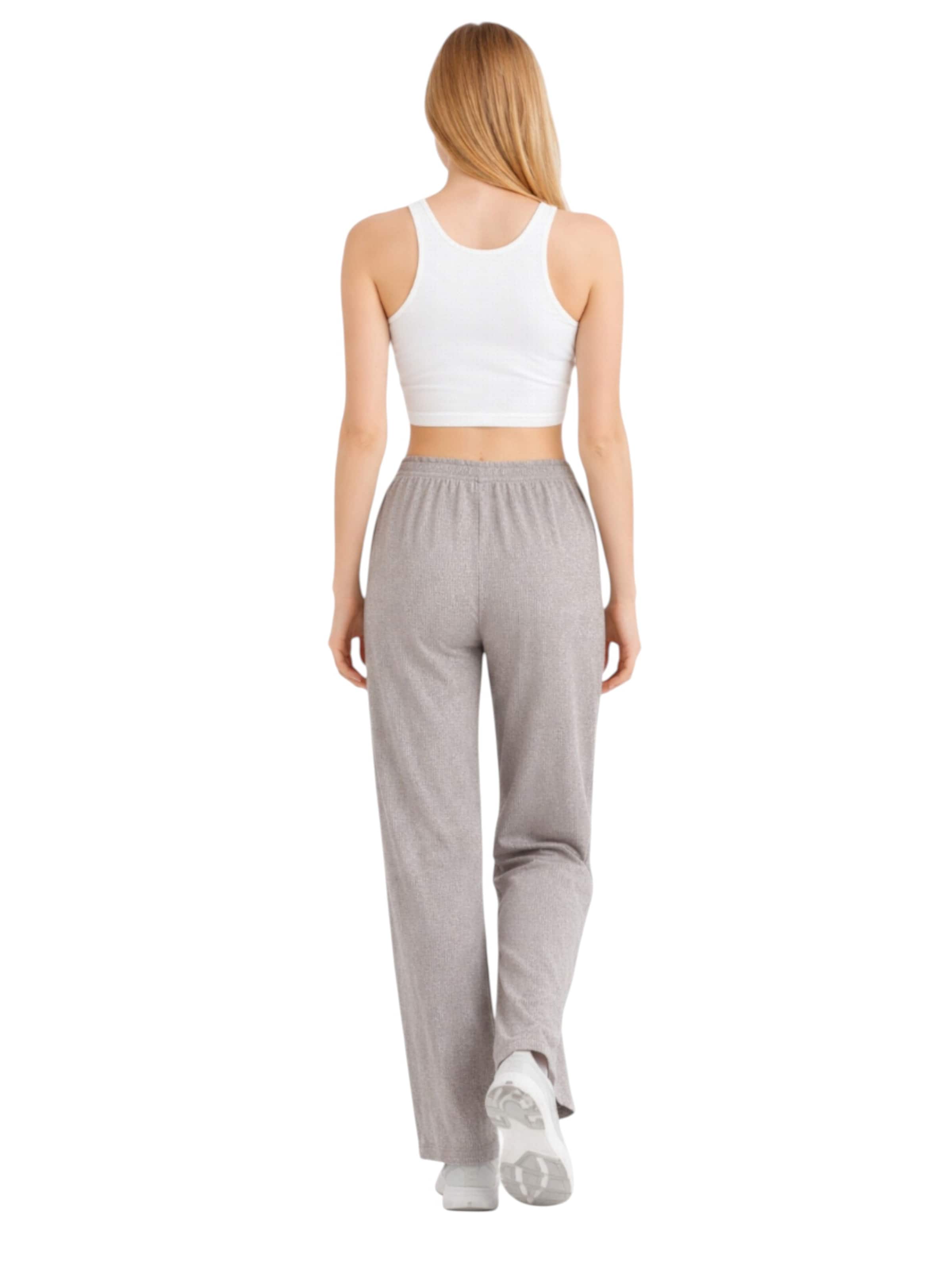 fashionshowcase Wide leg Broek 'FLORYN – Palazzohose Crinkle' in Grijs