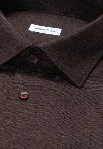 SEIDENSTICKER Slim Fit Hemd in Braun