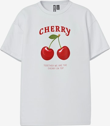 T-shirt oversize 'PCALIFI FASTTRACK' PIECES en blanc : devant