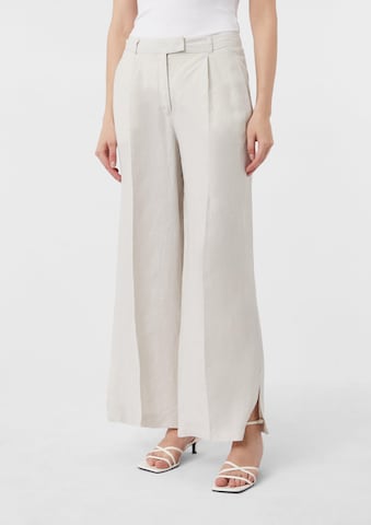COMMA Wide leg Bandplooibroek in Beige: voorkant