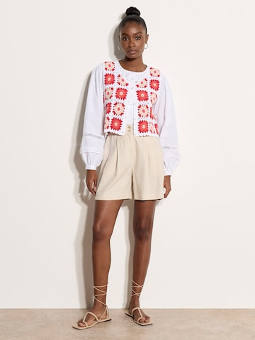 Apricot Pintuck Pleat Boho Blouse ' ' in Beige