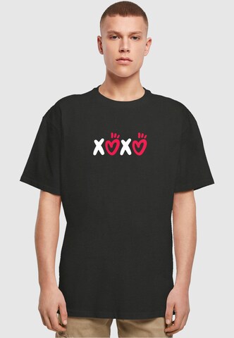 Merchcode Shirt 'Valentines Day - XOXO' in Zwart: voorkant