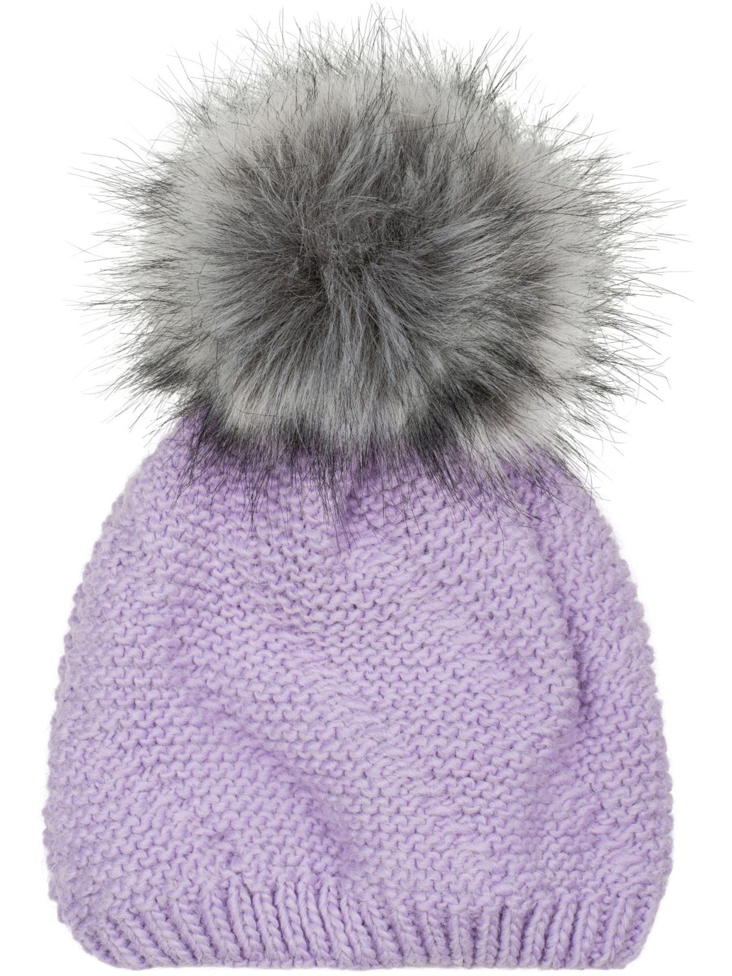 styleBREAKER Mütze 'Einfarbige Strick Bommelmütze mit Thermo-Fleece'‌‌‌‌‌‌ in 56-61 in flieder, Produktansicht