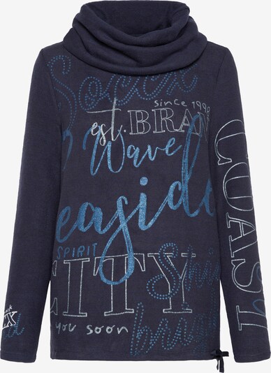 Soccx Fleece-Pullover mit hohem Kragen und Glitter Prints in blau, Produktansicht