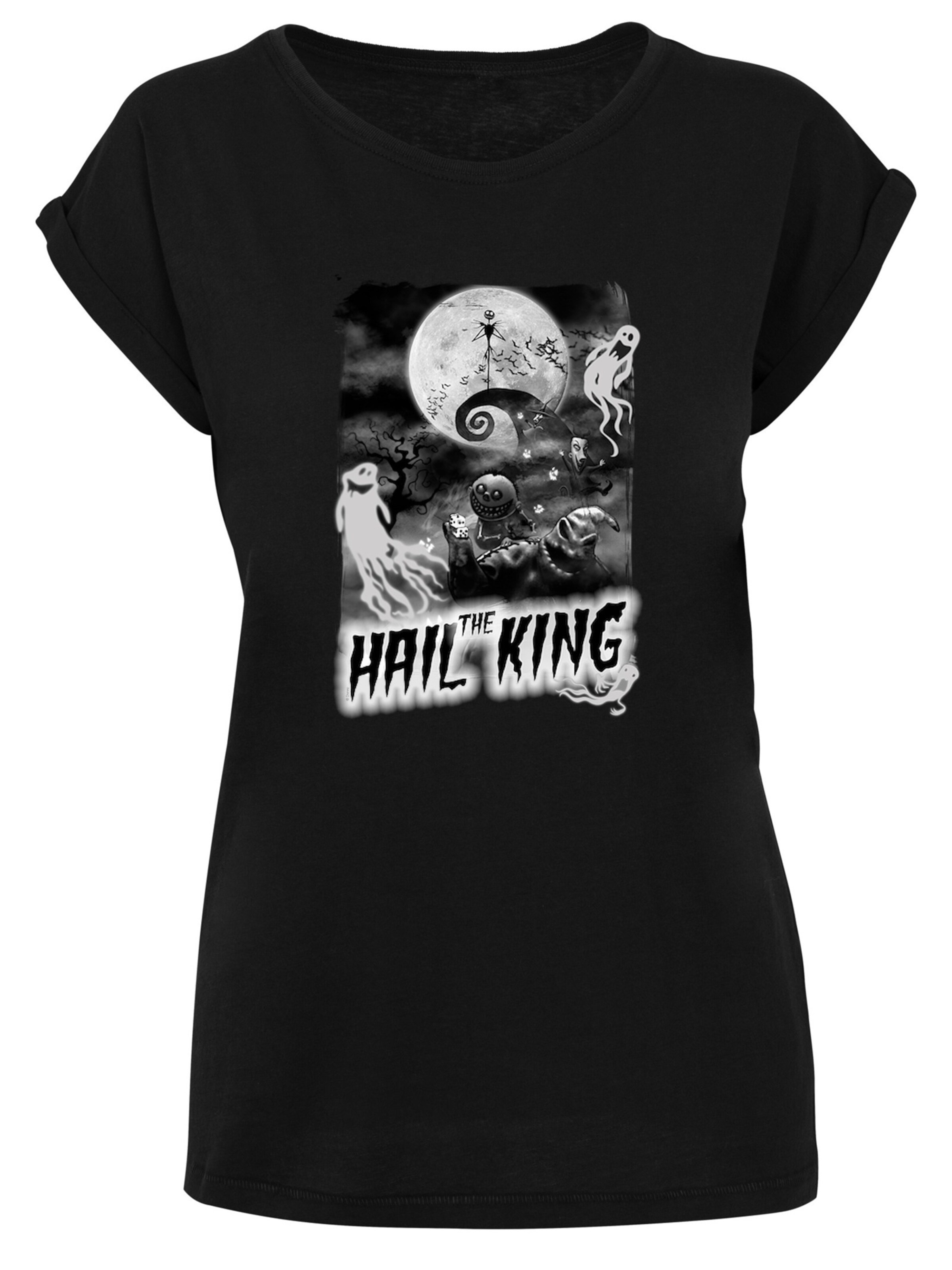 F4NT4STIC Shirt 'Disney Nightmare Before Christmas Hail The King' in Zwart: voorkant