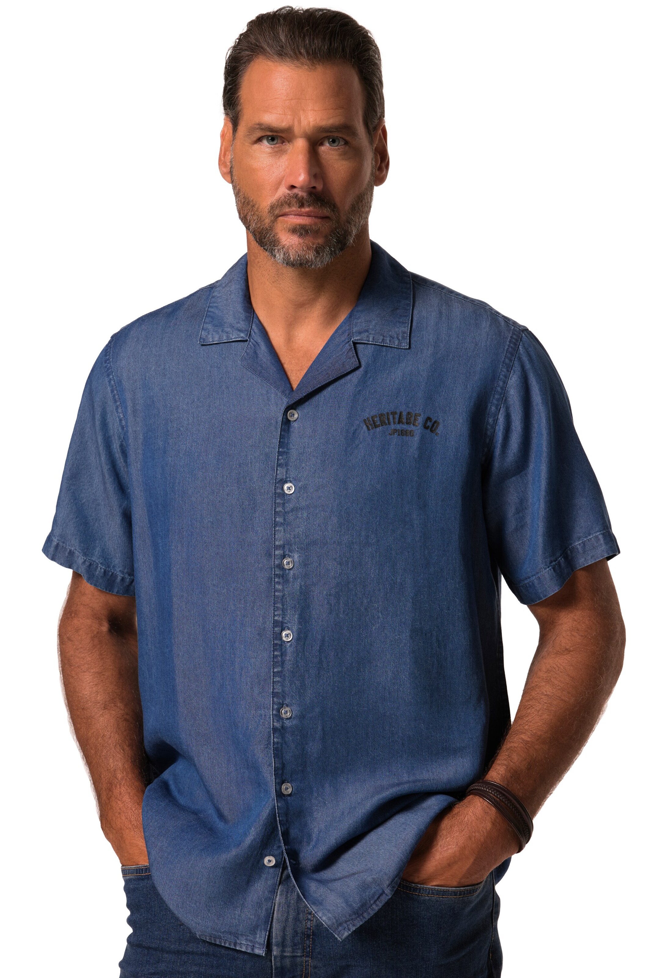 JP1880 Regular fit Button Up Shirt in Blue: front