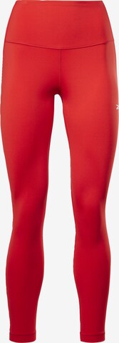 Skinny Pantalon de sport 'Lux Perform' Reebok en rouge : devant