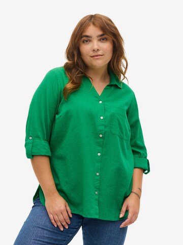 Zizzi Blouse 'Flex' in Groen: voorkant