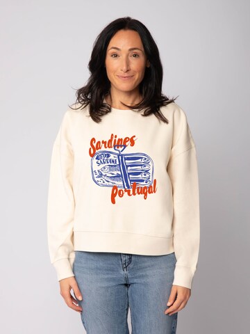 Sweat-shirt ' Sardines Portugal ' Watapparel en beige : devant