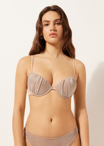 CALZEDONIA Balconette Bikini Top in Beige: front