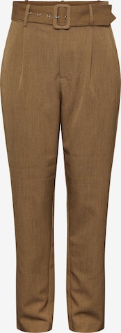 Y.A.S Tapered Pleated Pants 'BELTA' in Brown: front