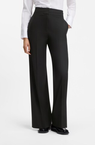 HUGO Wide leg Trousers with creases 'Himia' in Black: front