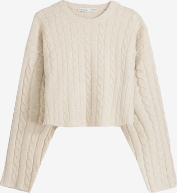 Pull-over Bershka en beige : devant