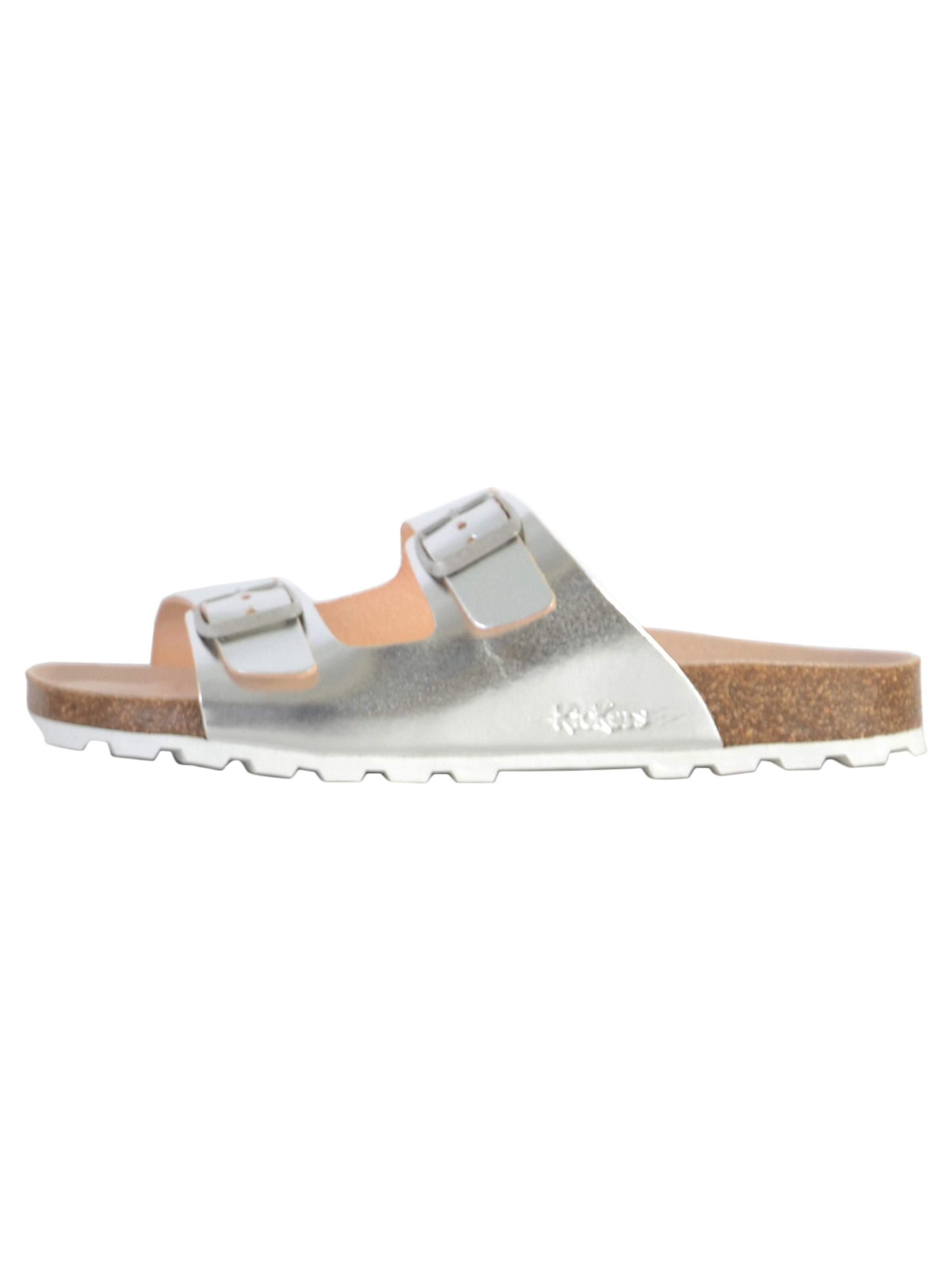 Kickers Mules 'Flache Mules aus Leder ELK' in Silver: front