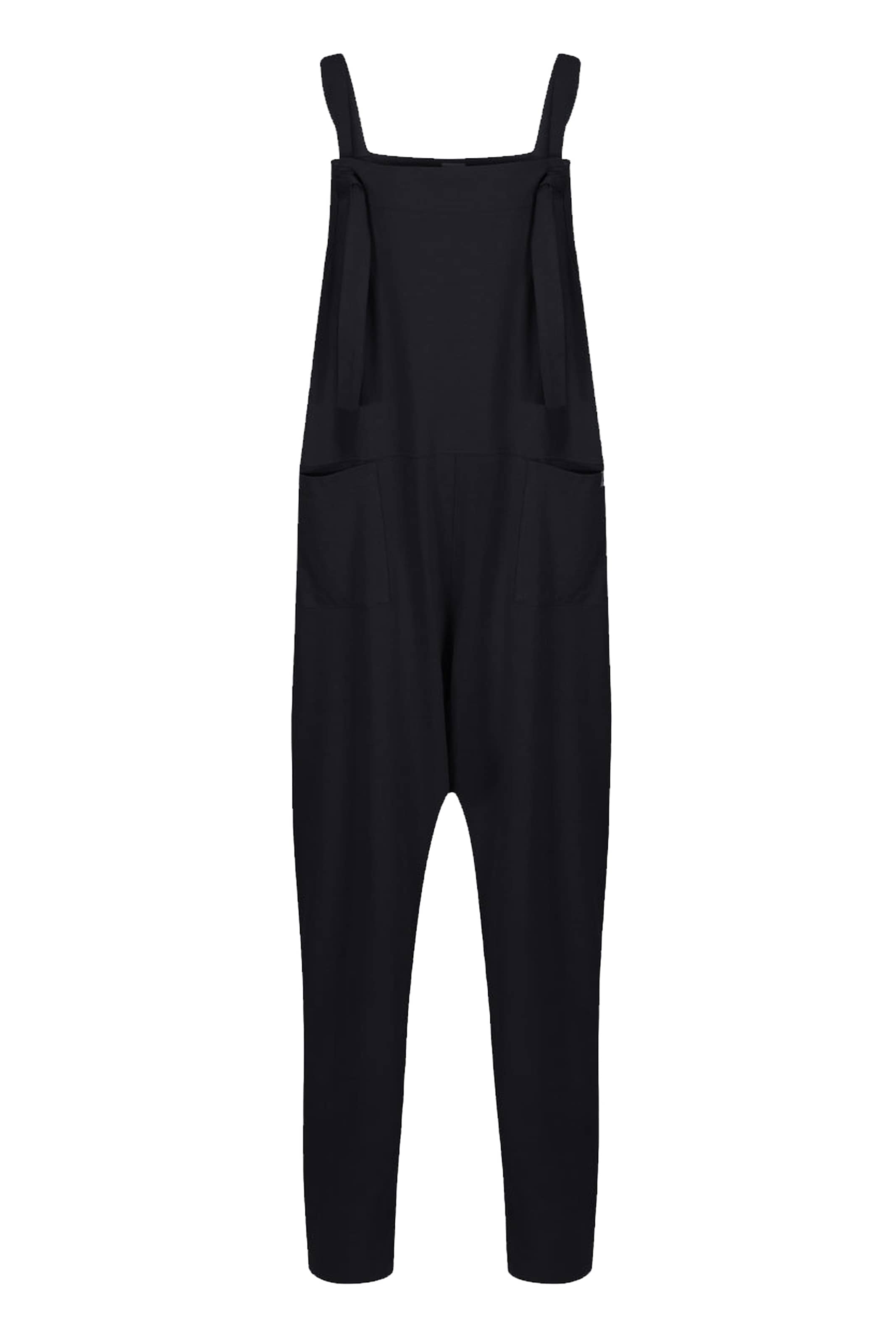 Turtledove London Regular Latzhose 'Lila' in Schwarz: Vorderseite