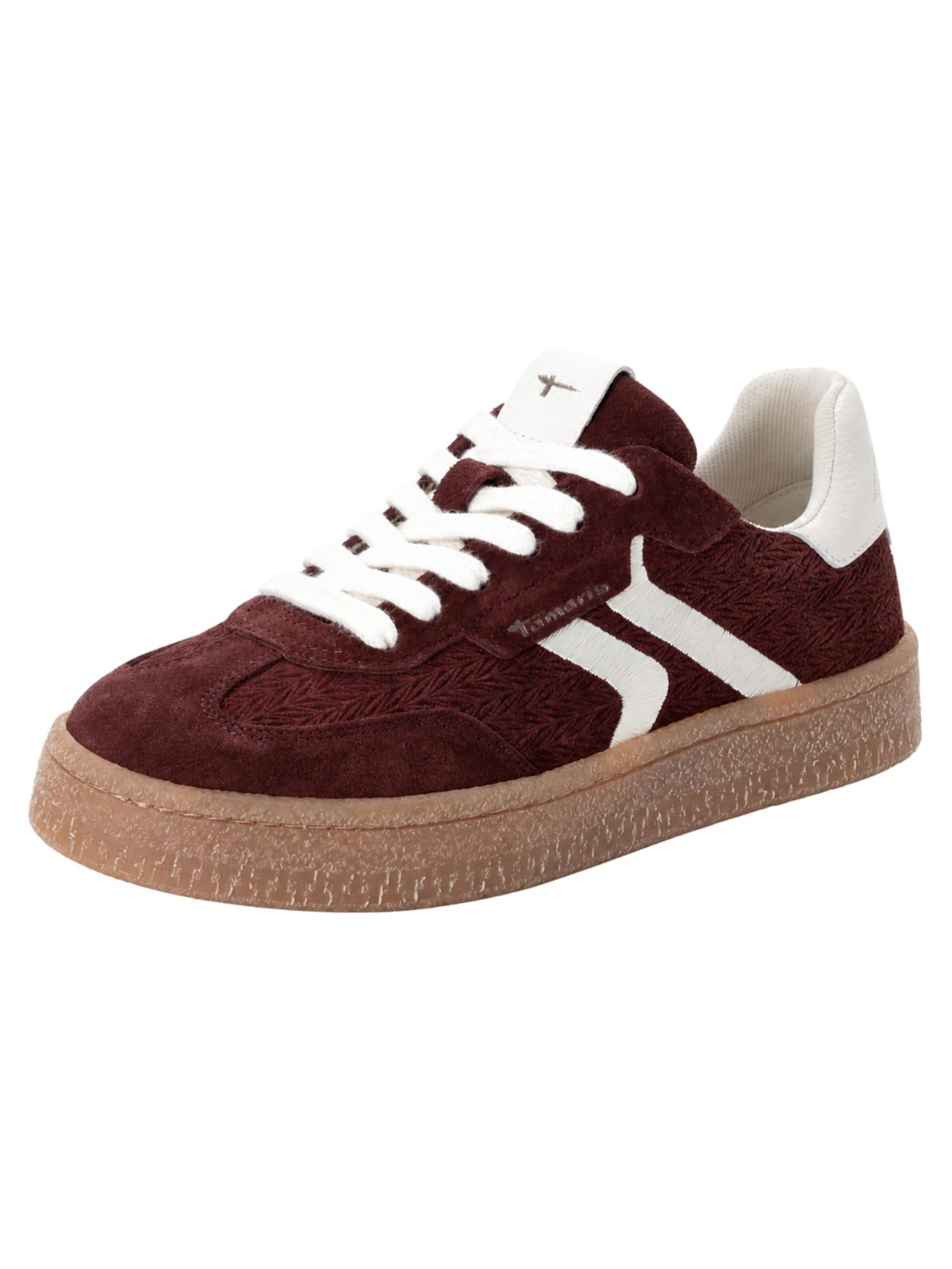 Tamaris Baskets basses en 36 en lie de vin / blanc, Vue avec produit