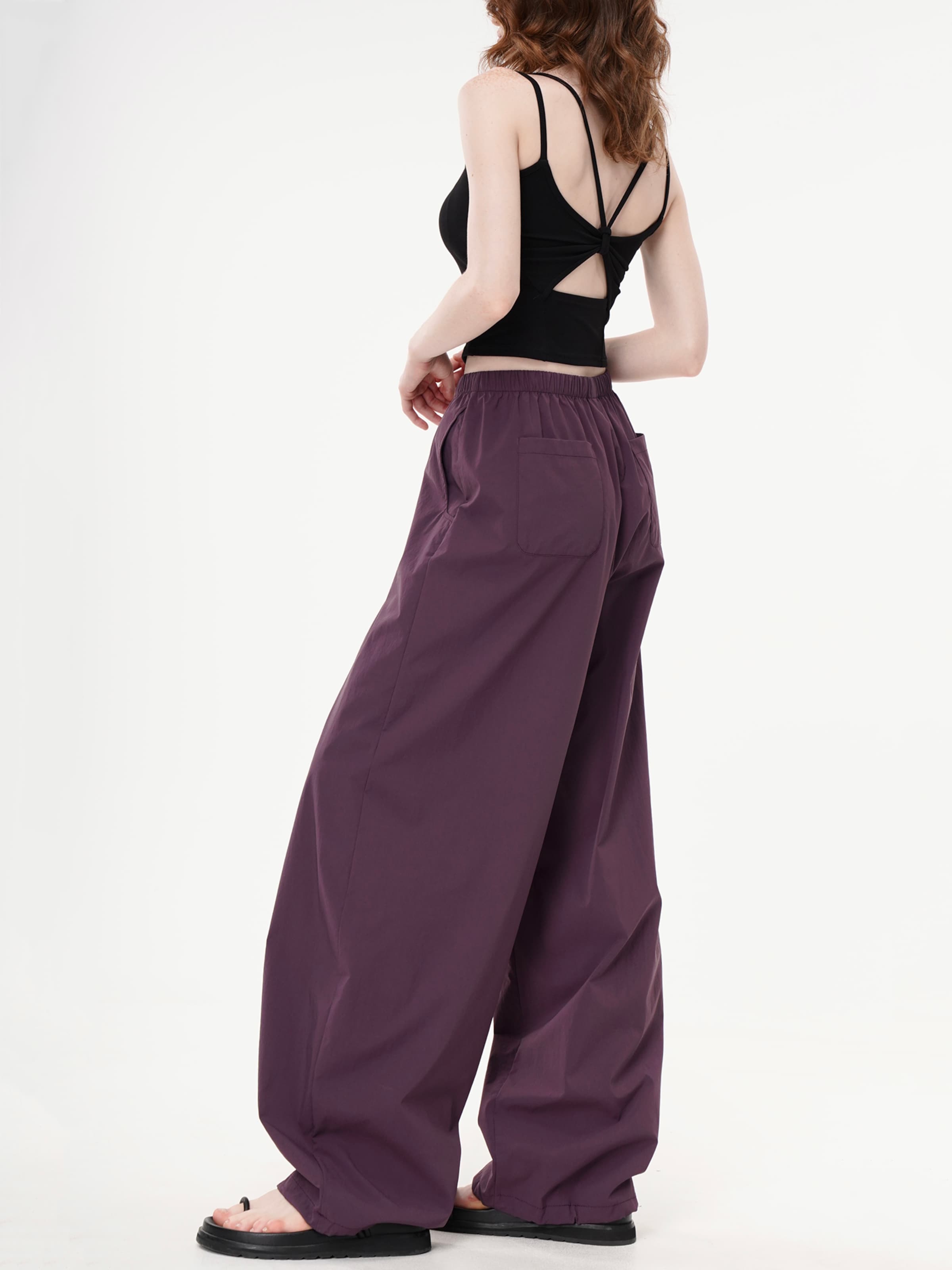 yoligex Regular Trousers 'YOLIGEX Lockere Jogpants Lila Elastischer Taillenbund' in Purple