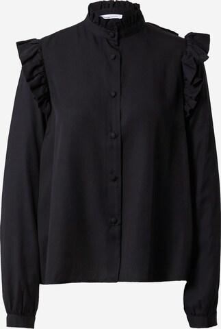 KnowledgeCotton Apparel Blouse in Zwart: voorkant