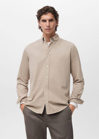 MANGO MAN Regular fit Button Up Shirt 'Tadi' in Beige: front