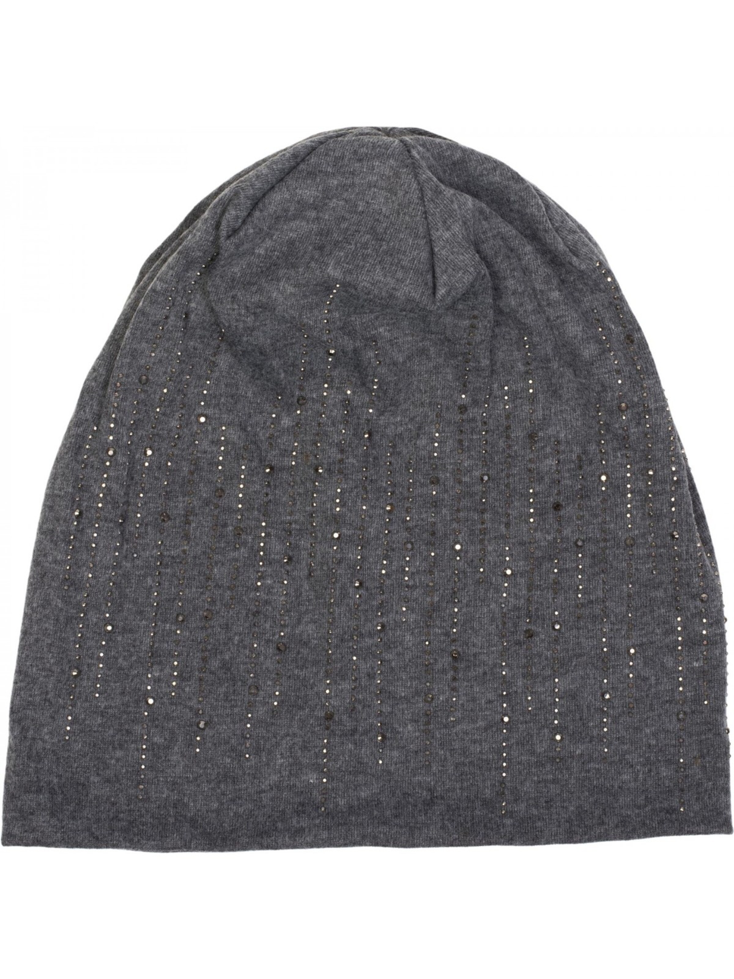 styleBREAKER Mütze 'Beanie mit Strass Streifen'‌‌‌ in Grau