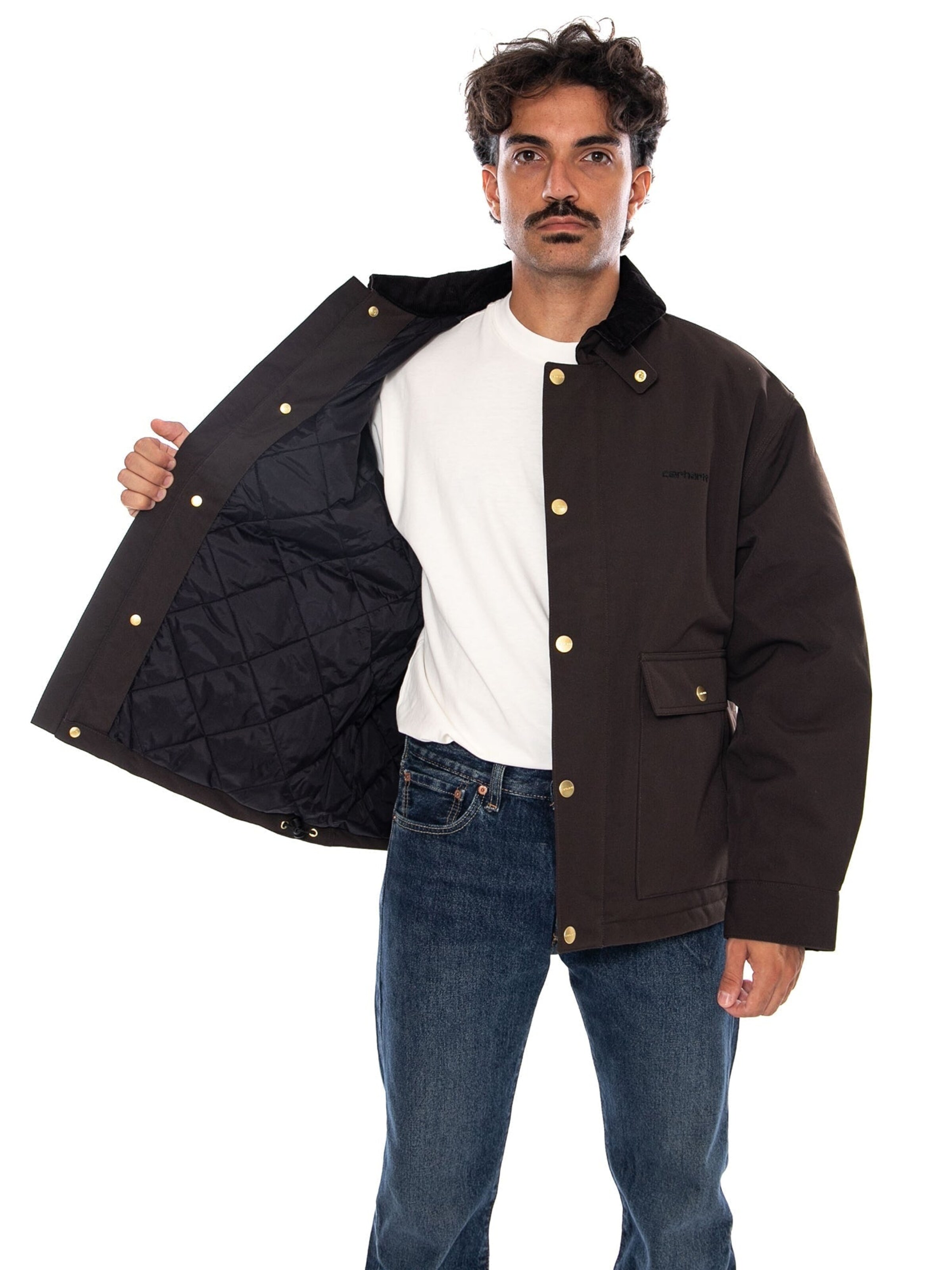 Carhartt WIP Übergangsjacke 'QUENTIN JACKET TOBACCO / BLACK'‌‌‌‌‌‌‌‌ in Braun