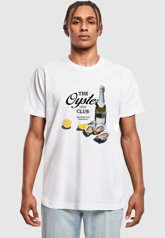 Mister Tee Тениска 'The Oyster Club' в бяло: отпред