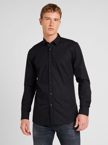 HUGO Slim Fit Hemd 'Elisha02' in Schwarz: Vorderseite