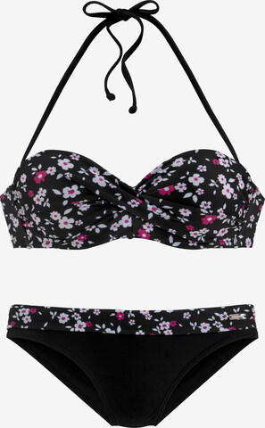 LASCANA Bandeau Bikiny – černá: přední strana