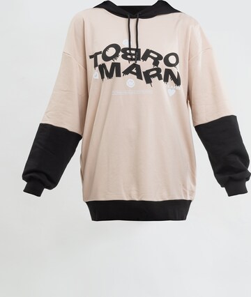 Sweat-shirt Tom Barron en beige : devant