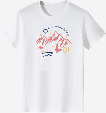 T-shirt 'Women Pink Watercolor Mountain Scenery Print T-Shirt' LapaPlus en blanc : devant
