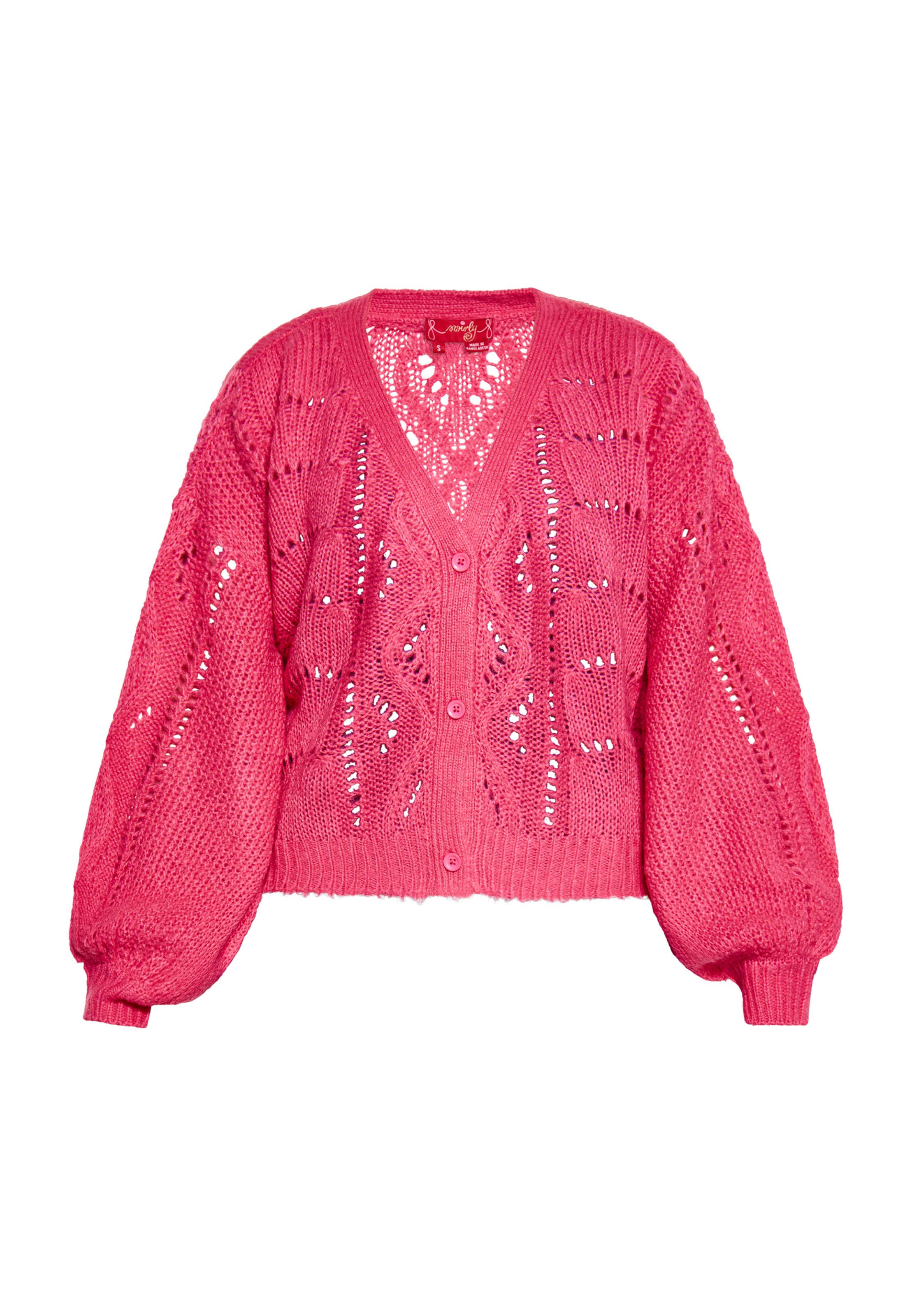 Cardigan swirly en rose : devant
