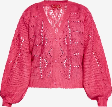 swirly Knit Cardigan in Pink: front