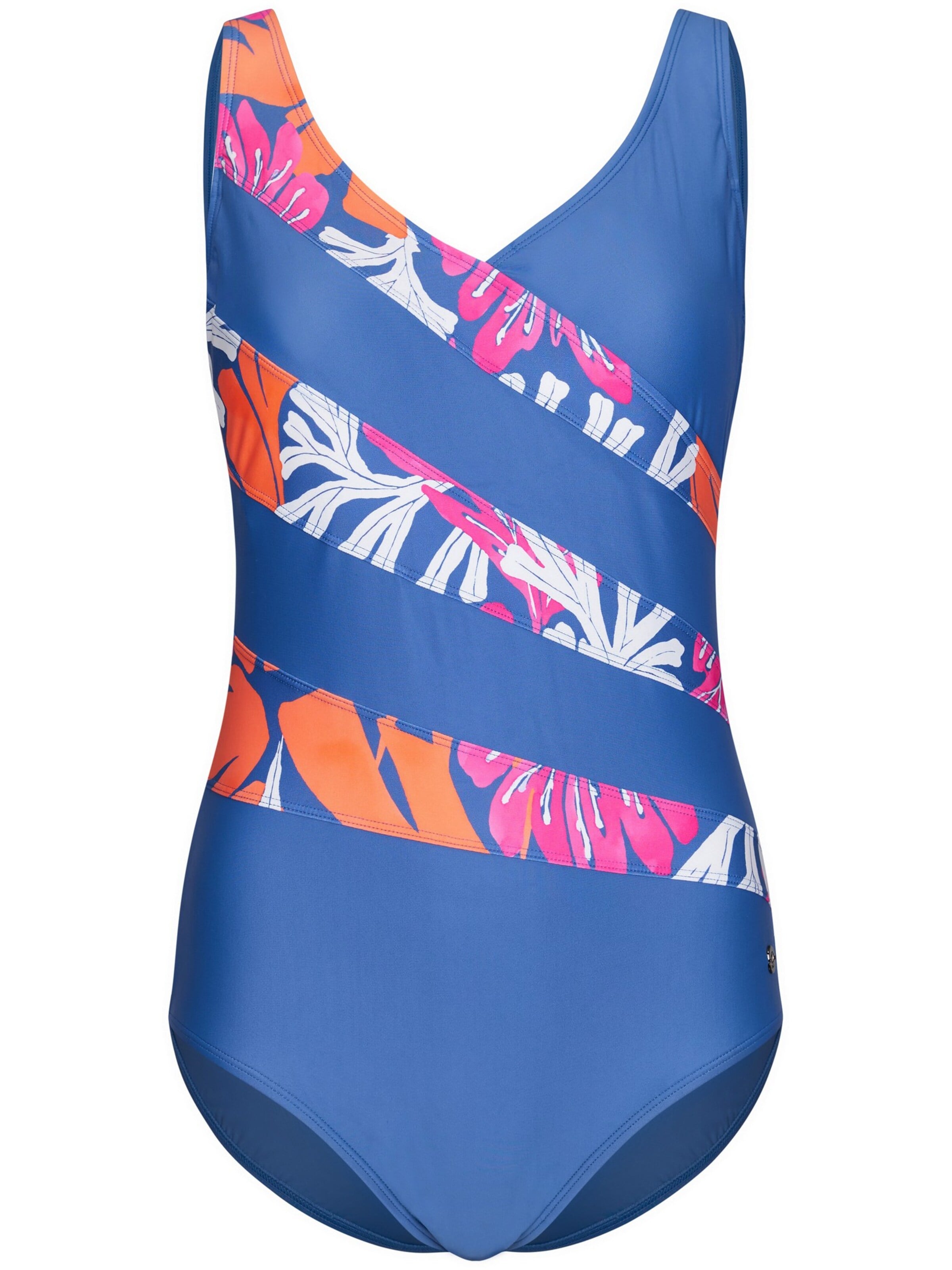 Pastunette Shapingbadeanzug in S in blau / orange / pink / weiß, Produktansicht