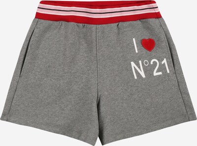N°21 Shorts in graumeliert / rot / weiß, Produktansicht