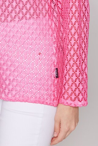 Soccx Langarmshirt mit Ajour-Muster in Pink