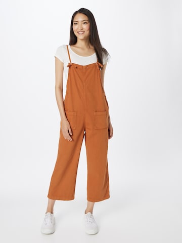 Monki Loose fit Dungaree jeans in Brown: front