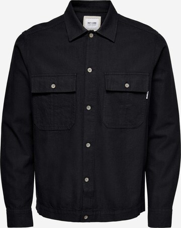 Only & Sons Button Up Shirt in Black: front