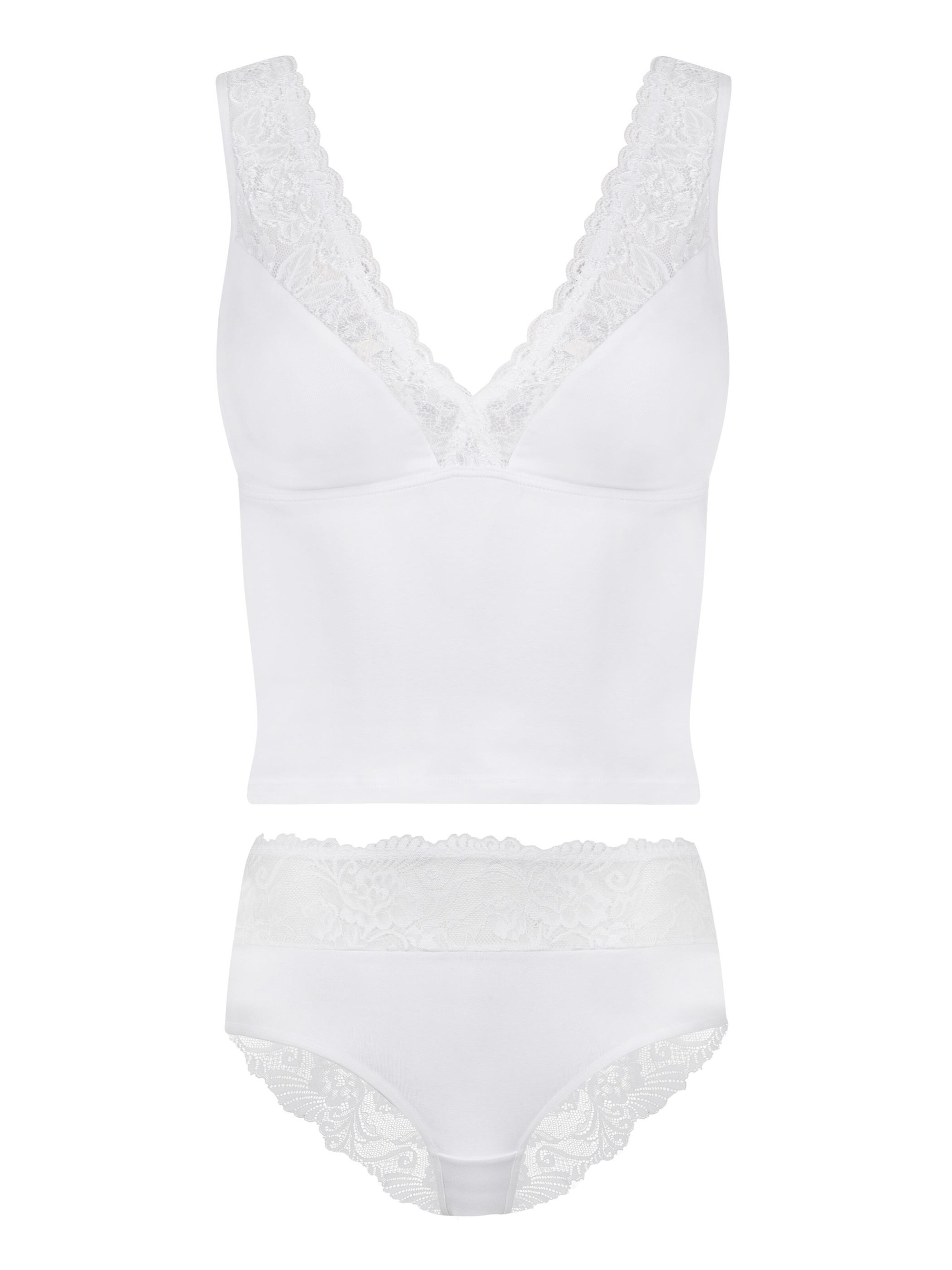 Evoni Wäsche-Sets 'mit Spitze' in Weiß: Vorderseite