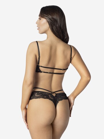 WHITE RVBBIT - Tanga 'Black Rose' en negro