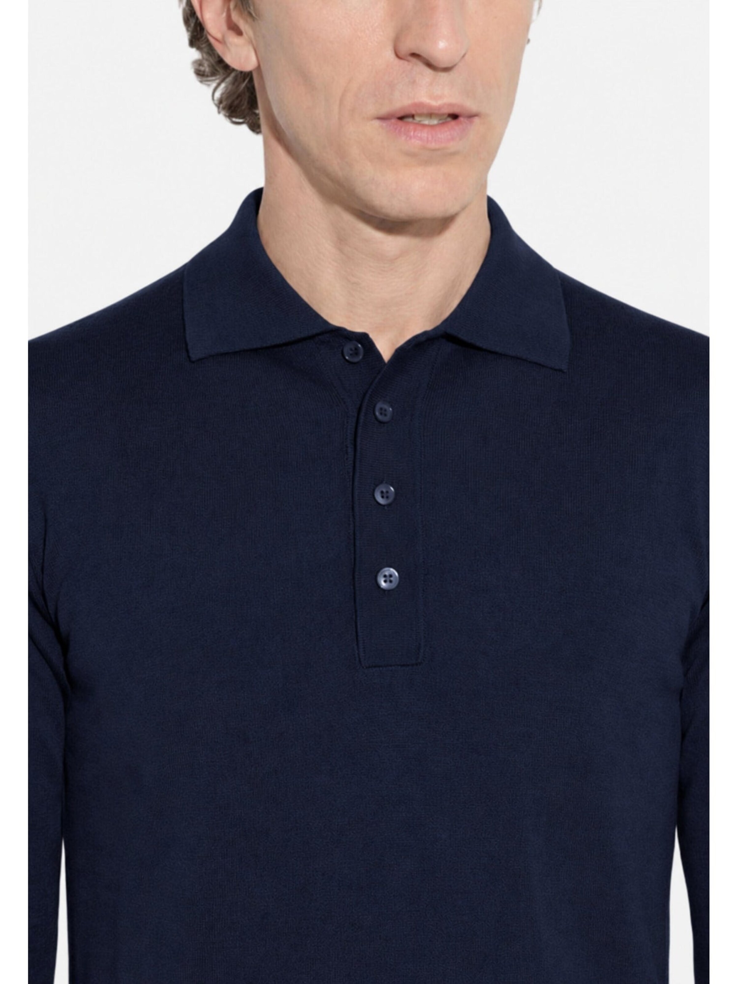 Paolo Pecora Milano T-shirt 'Men's Polo Shirt in Extrafine Merino Wool' i blå