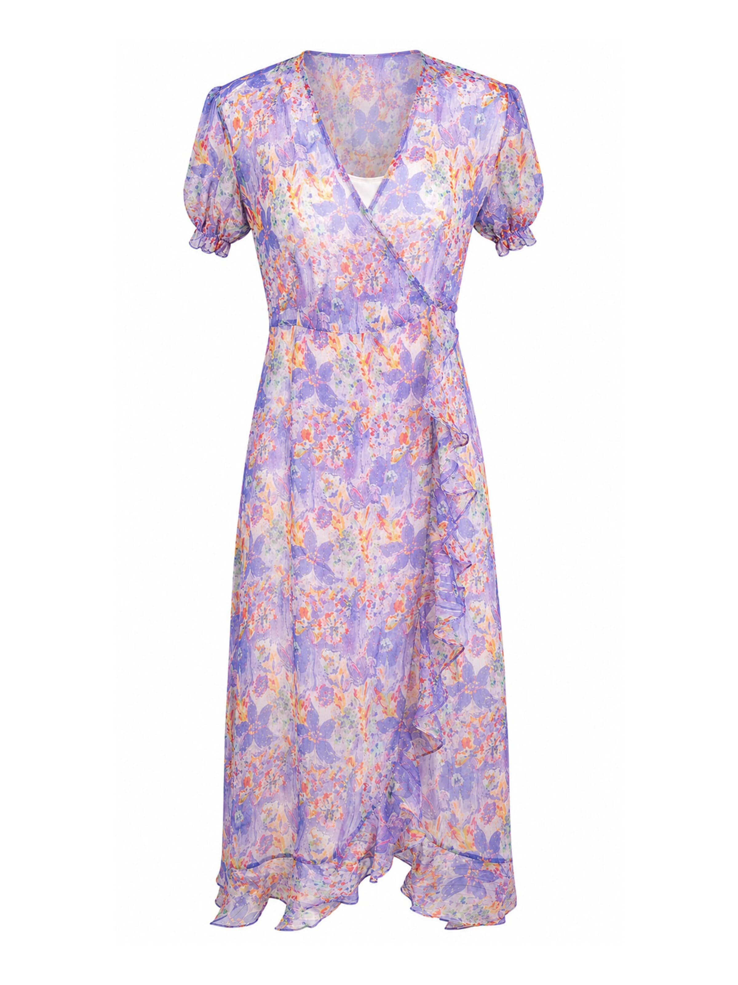 Introvertie VIENNA Zomerjurk 'VIENNA Silk Wrap Dress' in Lila: voorkant