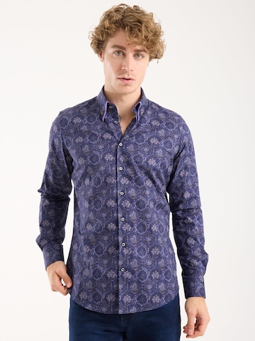 Coupe slim Chemise business 'Sport Poplin Stretch Man Shirt Blue Purple' 7Camicie en bleu : devant