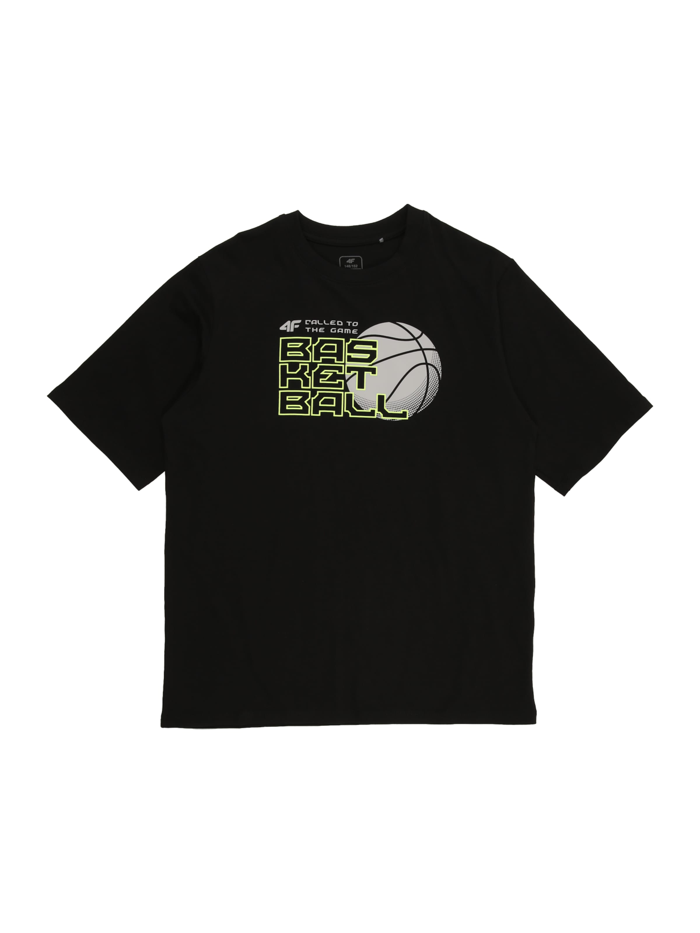 4F JuniorTehnička sportska majica - crna boja: prednji dio