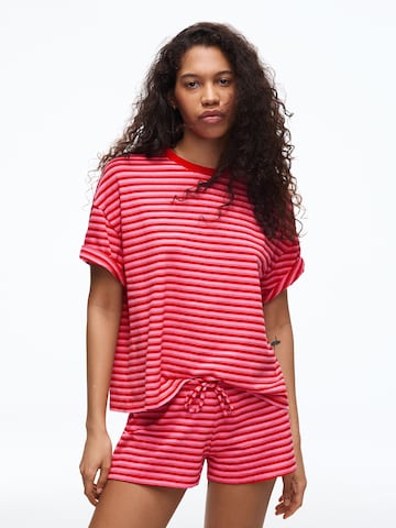 Bershka Szabványos Nadrág 'CINTURILLA' - rózsaszín: elől