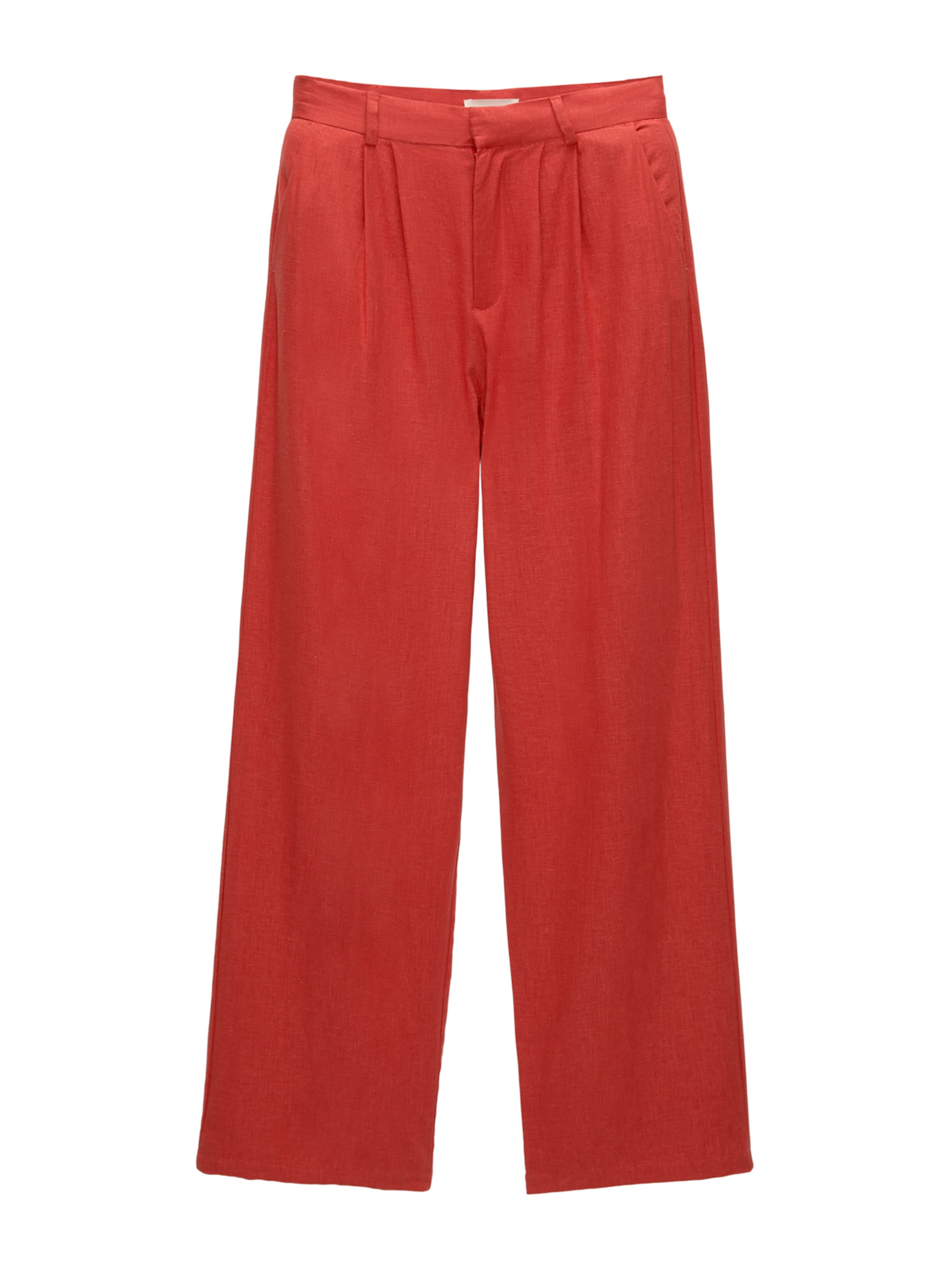 Pull&Bear Loose fit Pleat-Front Pants in Red: front