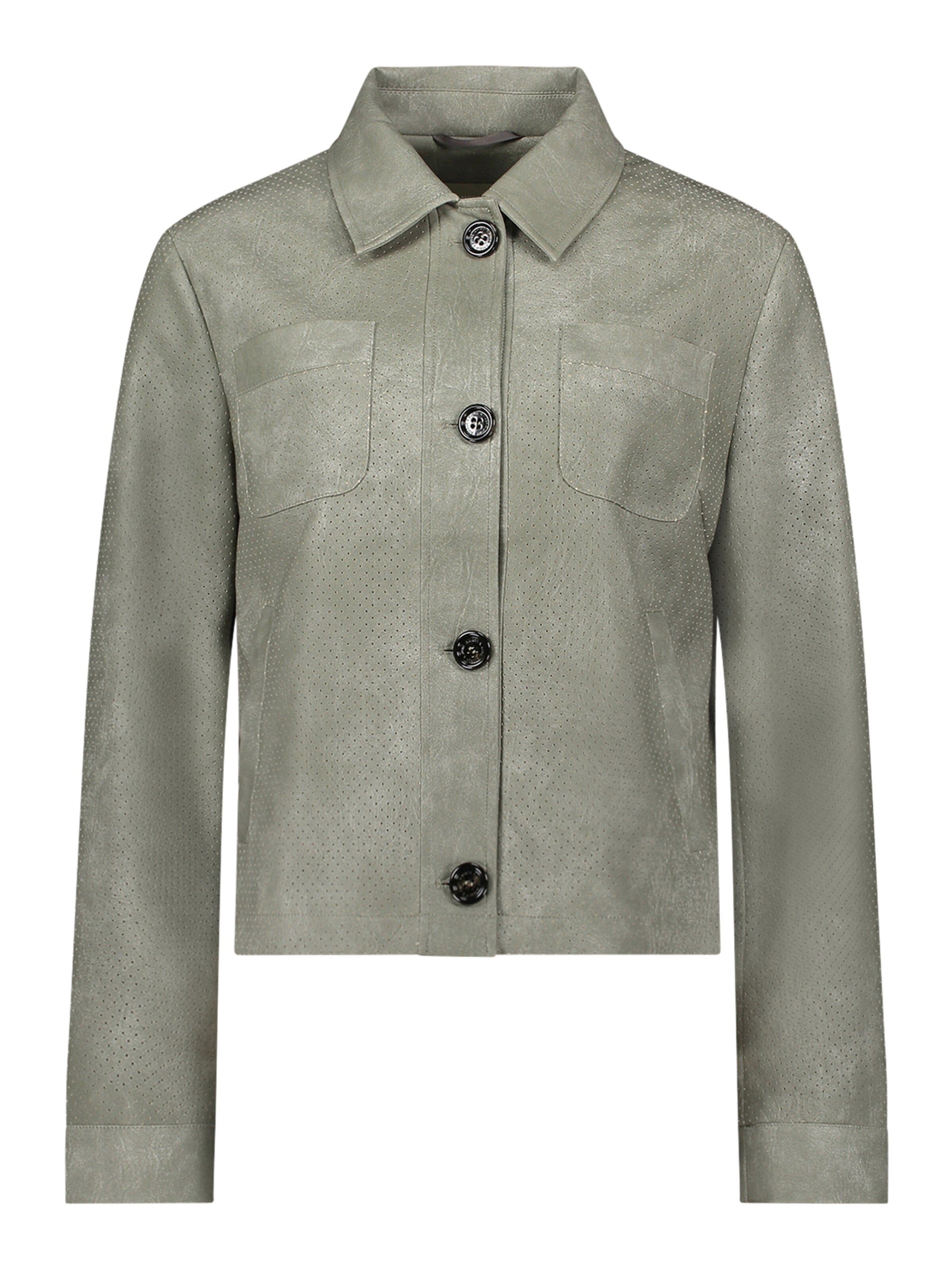 Amber & June Between-Season Jacket in Green: front